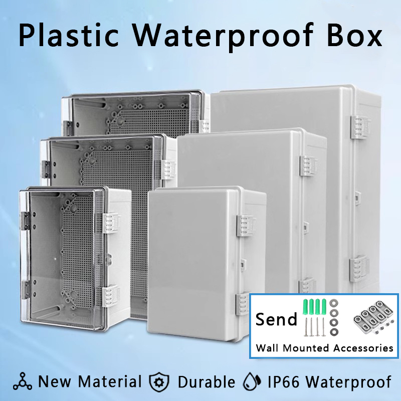 Outdoor Power Distribution Box - IP66 Waterproof Gray/Transparent Cover Enclosure Power
