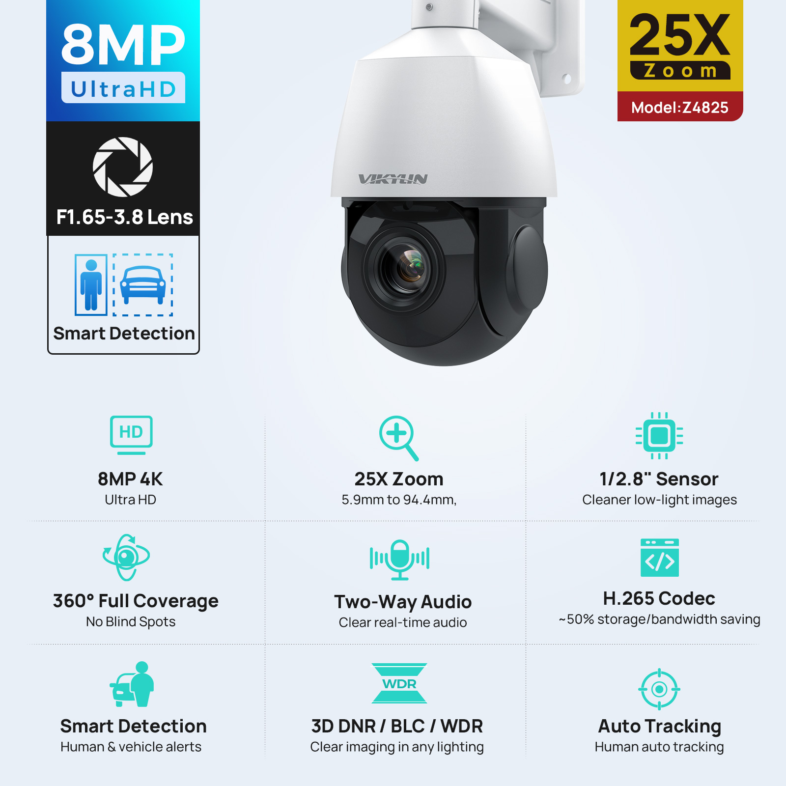 Vikylin 4K 8MP PTZ 25X Zoom 10 - Outdoor Power G Motion review and price