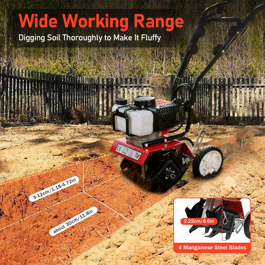 Gas-powered Micro Cultivator A - Garden Tiller Mini review and price