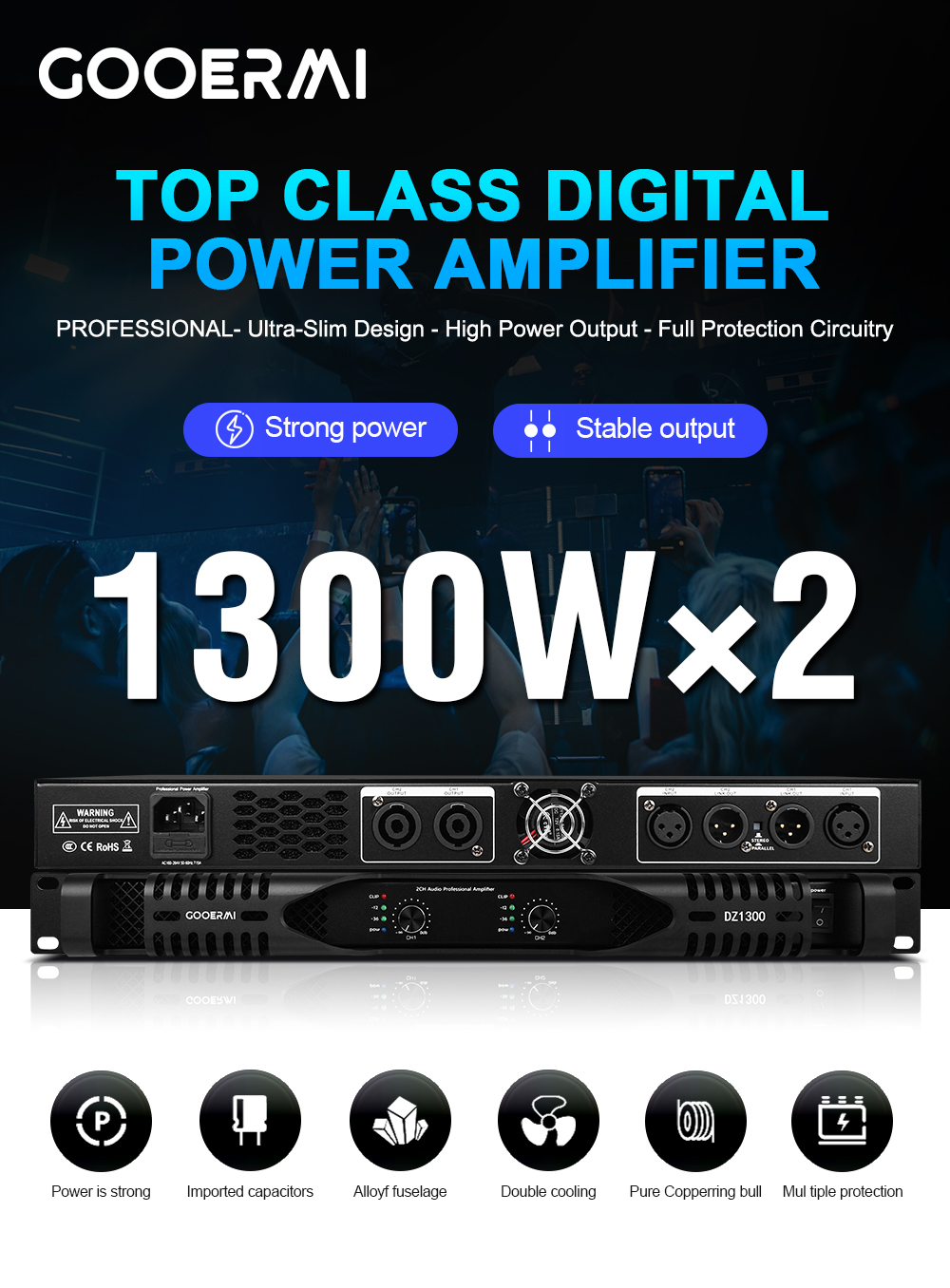 Gooermi DZ1300 1U Class D Powe - Outdoor Power Amplifier review and price