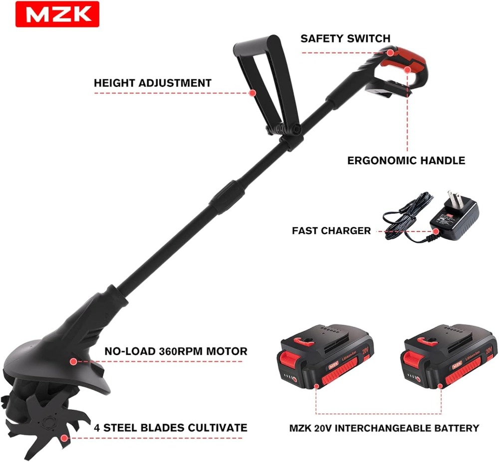 20V Cordless Tiller Cultivator - Garden Tiller Mini review and price